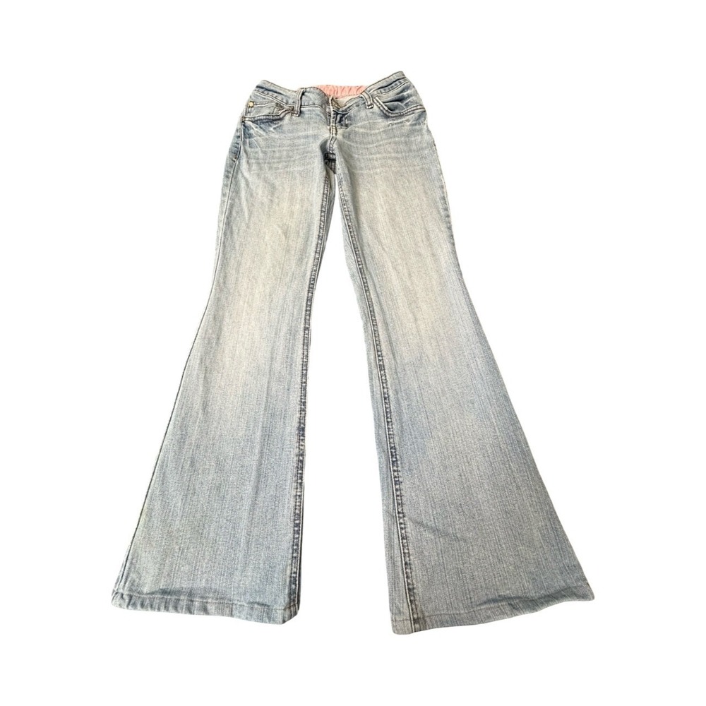 Shein Jeans Men 0 Blue Light Wash Flare Leg Low Rise Denim Retro Y2K Wide Leg